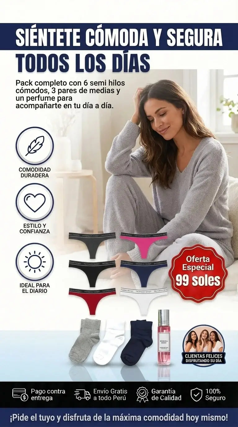PACK ELLAS | 6 SEMI HILOS + 3 PARES DE MEDIAS + 1 PERFUME DE FEROMONAS