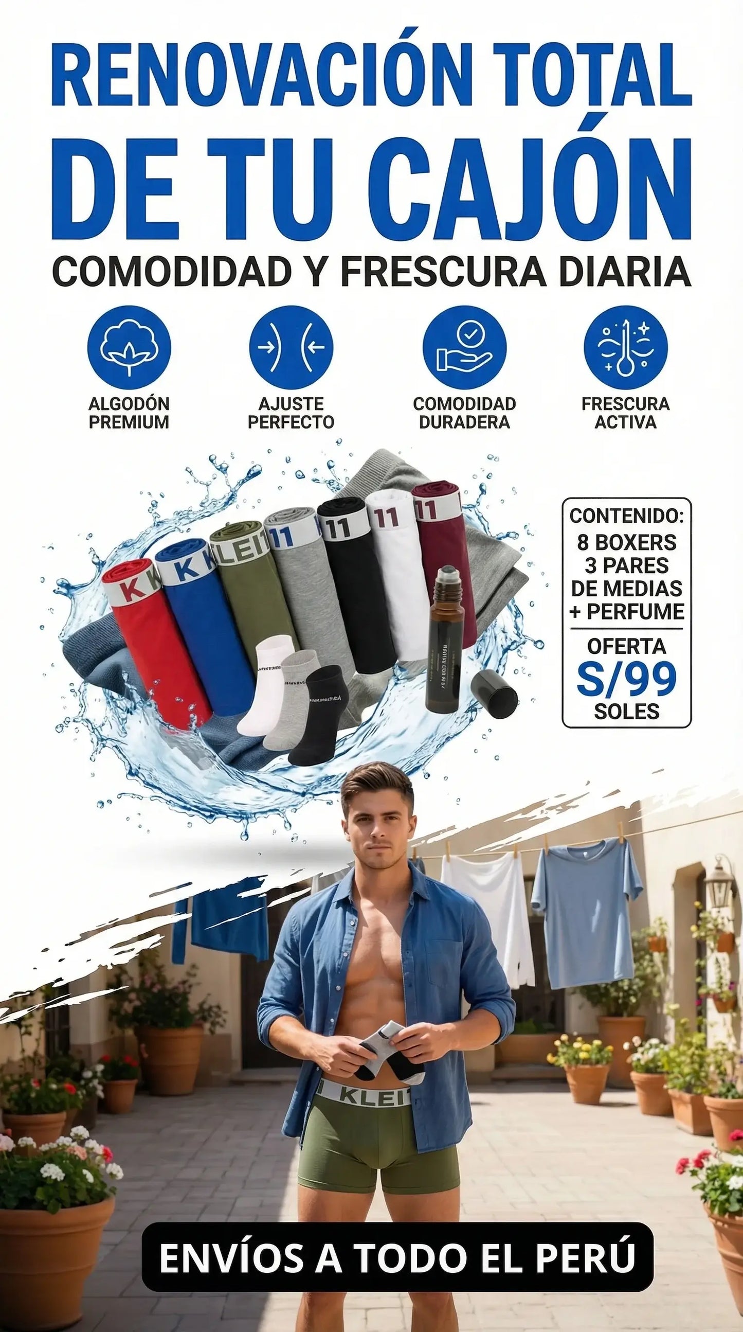 PACK ESENCIA 4.0 | 8 BOXER + 3 PARES DE MEDIAS + 1 PERFUME DE BOLSILLO