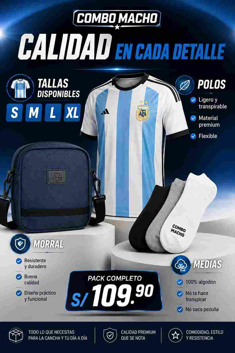 COMBO MACHO | 1 camiseta + 1 morral + 3 pares de medias