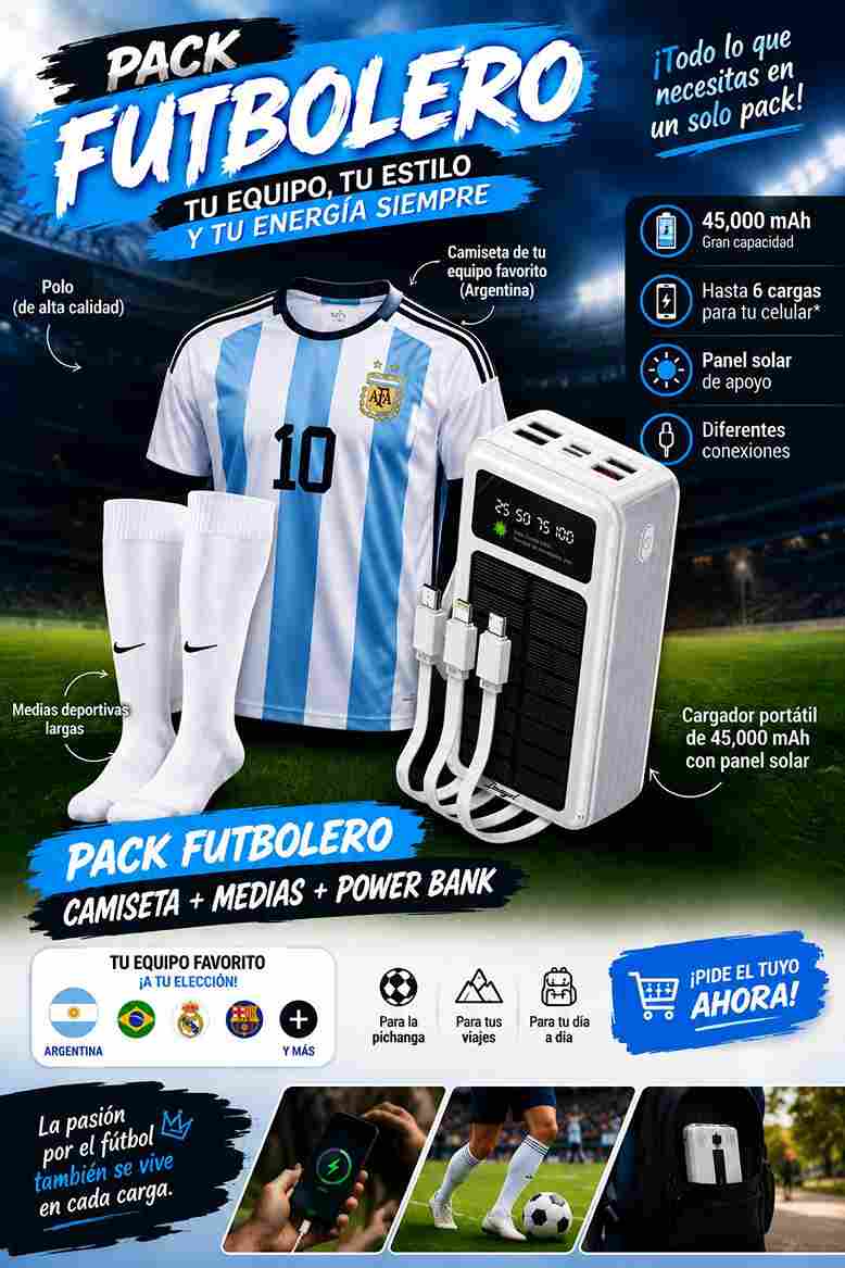COMBO MACHO | 1 camiseta + 1 cargador de 45 mil wats + 2 pares de medias