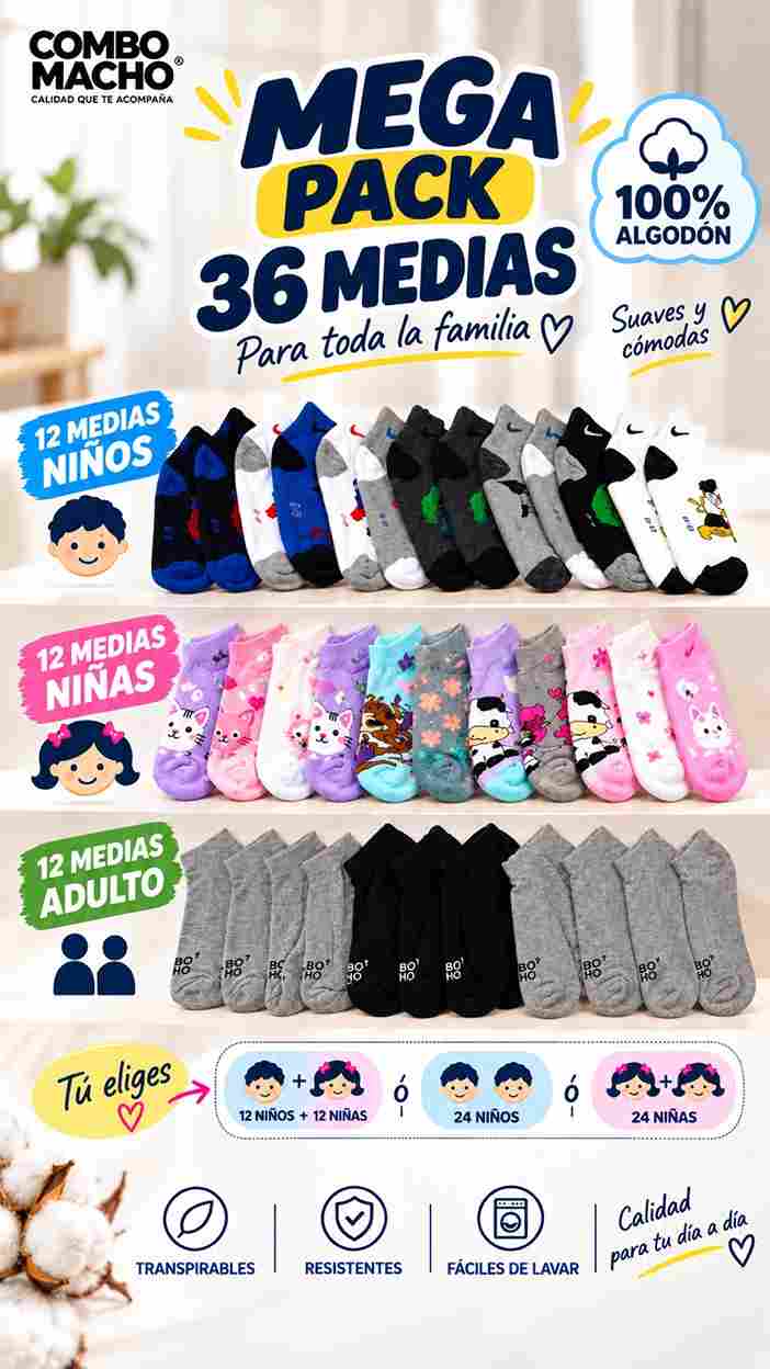 PACK FAMILIAR  36 PARES DE MEDIAS